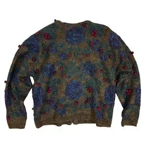 トップス Wool Mohair Floral Knitted Cardigan Express | Sweaters | Vtg 9s Mohair Cardigan Floral Fuzzy